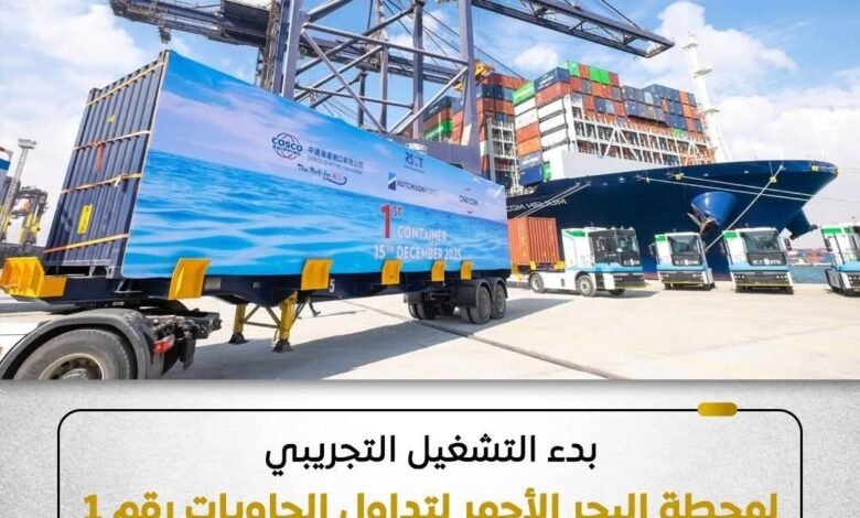 بدء التشغيل التجريبي لمحطة البحر الأحمر لتداول الحاويات بالسخنة - إيجي بيزنس 13 f19d25 - إيجي بيزنس